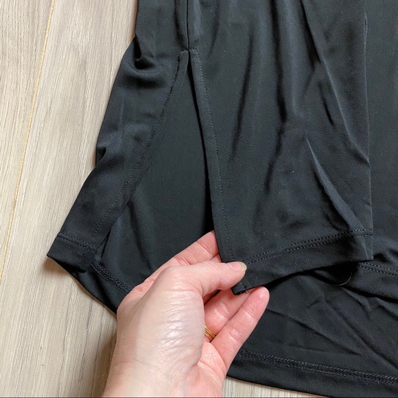 Susan Graver Colorblock Blouse Taupe Black - Picture 3 of 4